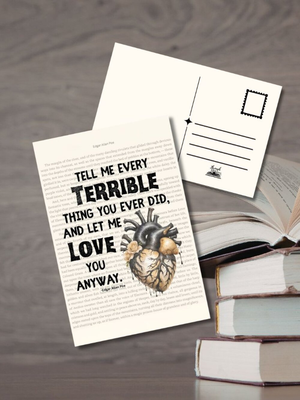 Edgar Allan Poe Bookish Book Page Postcard Mini Art Print